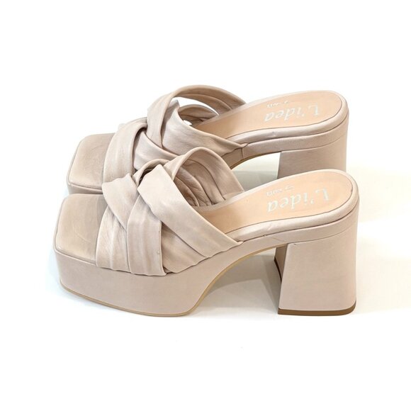 L’idea by Lori Woven Strap Leather Platform Sandals Beige Neutral Made In Italy - Picture 1 of 11